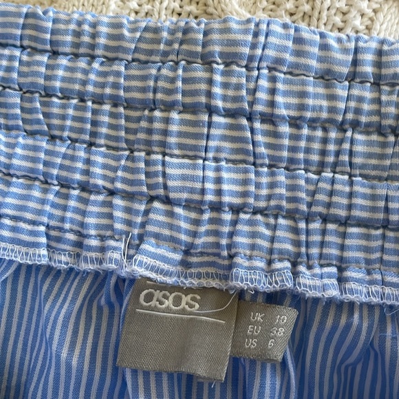 ASOS beautiful 100% cotton drawstring button down striped skirt - Picture 6 of 9